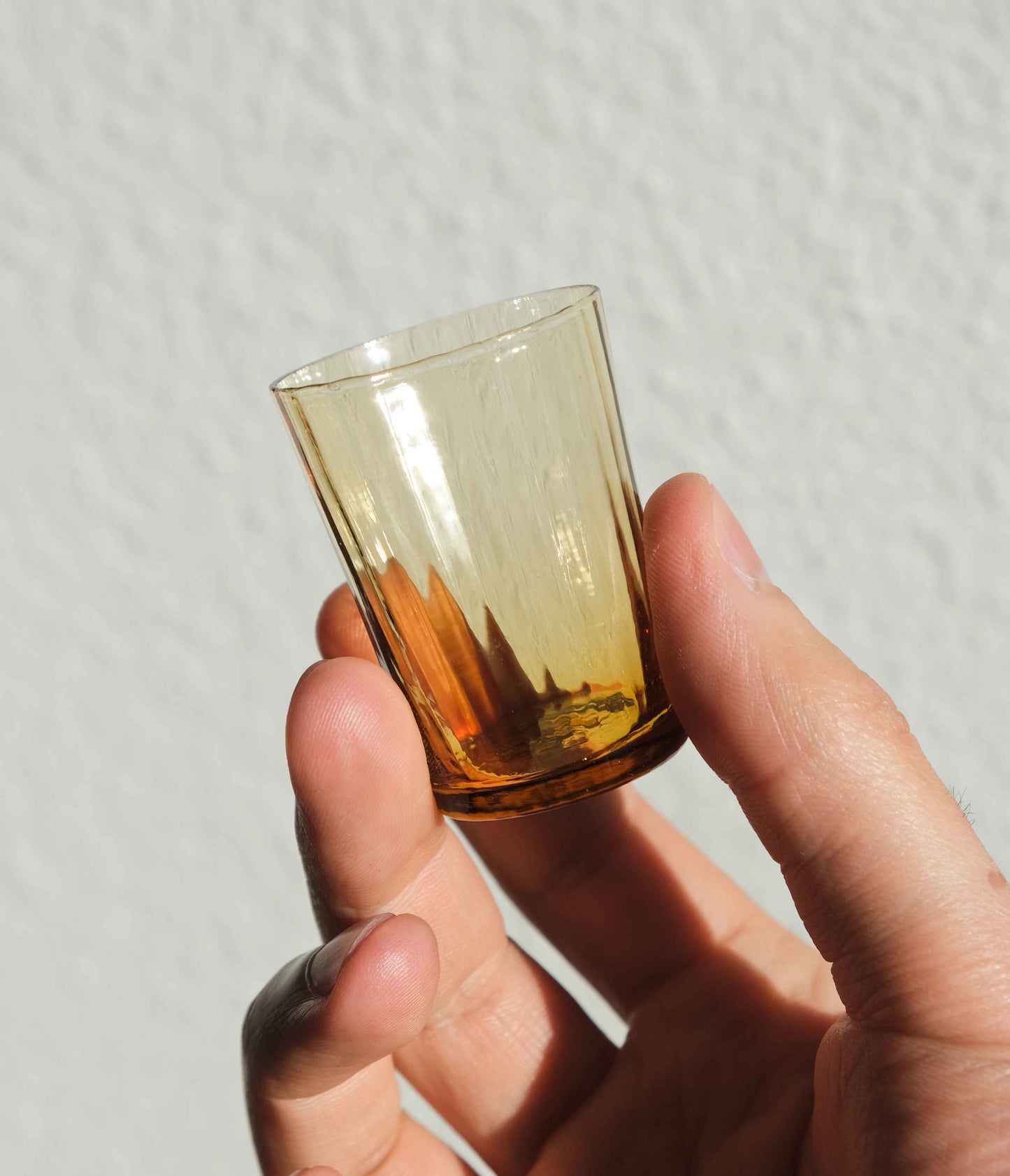 Vintage yellow ridged shot glass