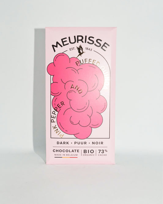Chocolat Noir Quinoa soufflé & Poivre Rose