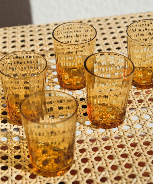 Vintage yellow ridged shot glass